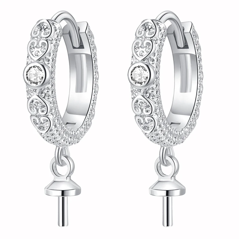 Jewelry semi-finished product inlaid with white Green zircon Earring buckle accessories gold and silver Earrings accessories