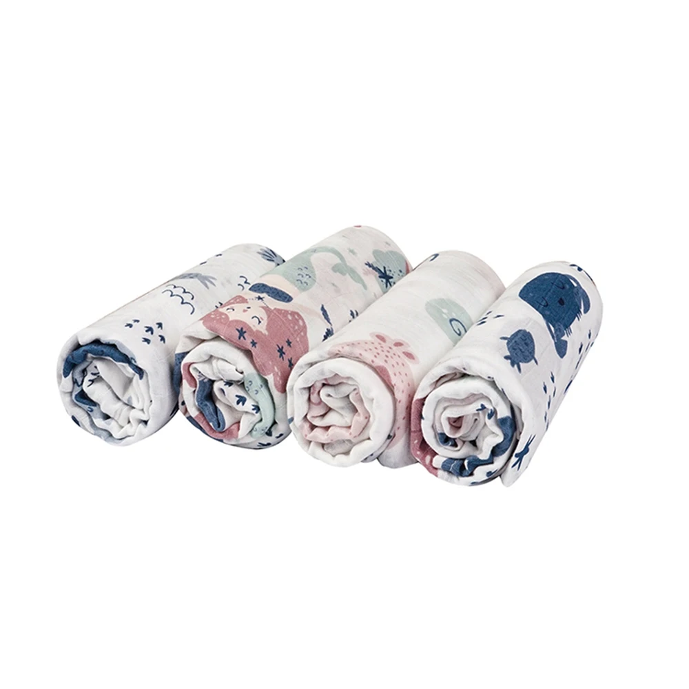 2023  Nursery Bedding Baby 70% Bamboo 30% organic cotton Fabric Pink Rainbow Print Muslin Blanket Swaddle