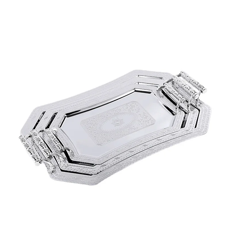 Gold carved stainless steel fruit tray Dessert Hotel tray Cafe Western restaurant fruit pastry plate