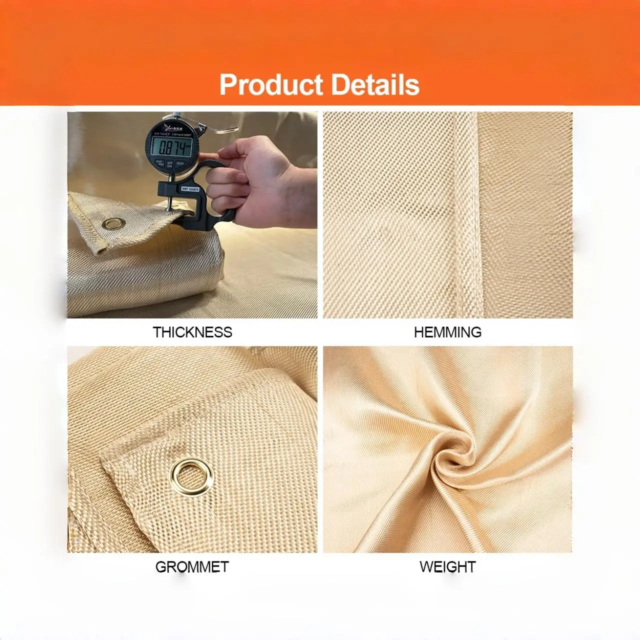 Best Selling 6X6 Ft, 6X8 Ft, 8X8 Ft Copper Thermal Welding Fire Blanket Solder 4mm Thickness with Eyelets