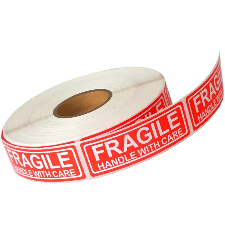 Customized 500pcs/roll Fragile Stickers Red Careful And warning stickers packagingShipping RED Warning Labels Fragile Stickers