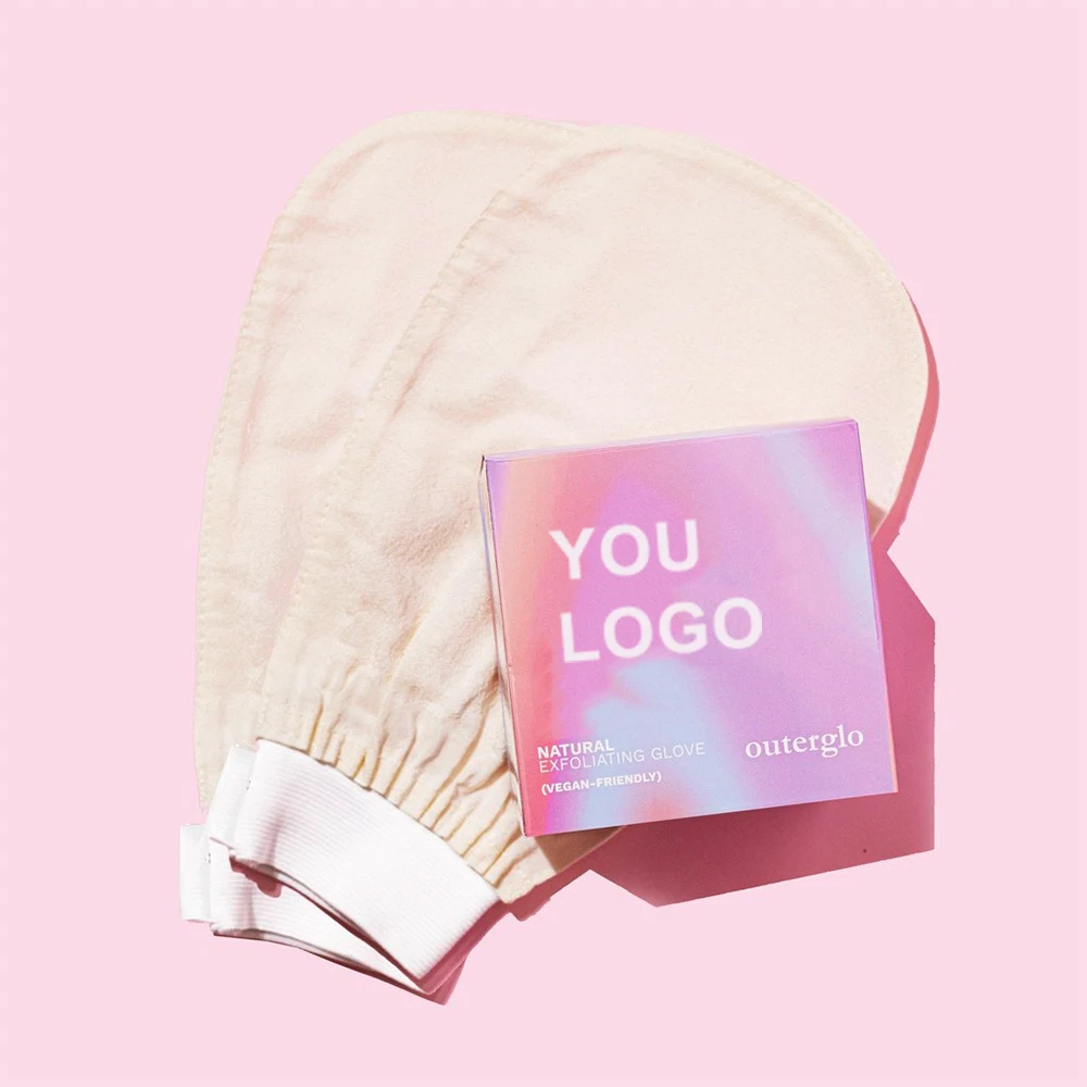 Оригинальный производитель, вышитый логотип, шелковая кожа, скребок для купания, вискоза, варежка для ванны, перчатки для душа, розовая отшелушивающая Варежка