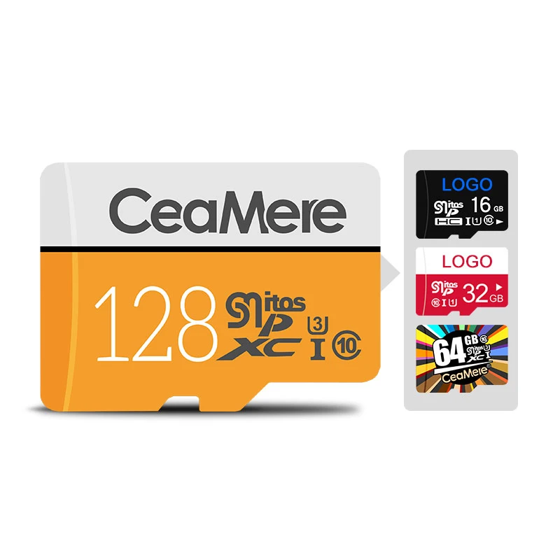 Ceamere Yellow Grey Micro Memory TF Cards 128GB Speicherkarte TF Memoire Carte 4GB 8GB 16G 64GB 256GB 128GB Kort Storage Card