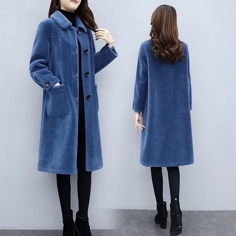 Custom wholesale new fashion design Winter jacket Green Real Mongolian Lamb fur coat for ladies faux fur