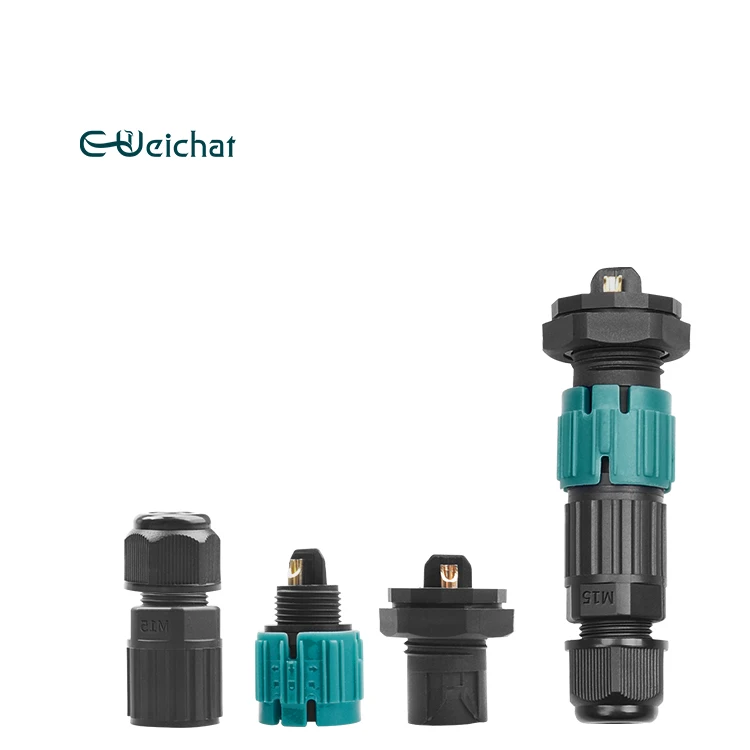 Weichat Manufacturer Hot Sale M15 Panel Mount 2 Pin Male Female Electrical Wire Connecting IP68 Waterproof Connector