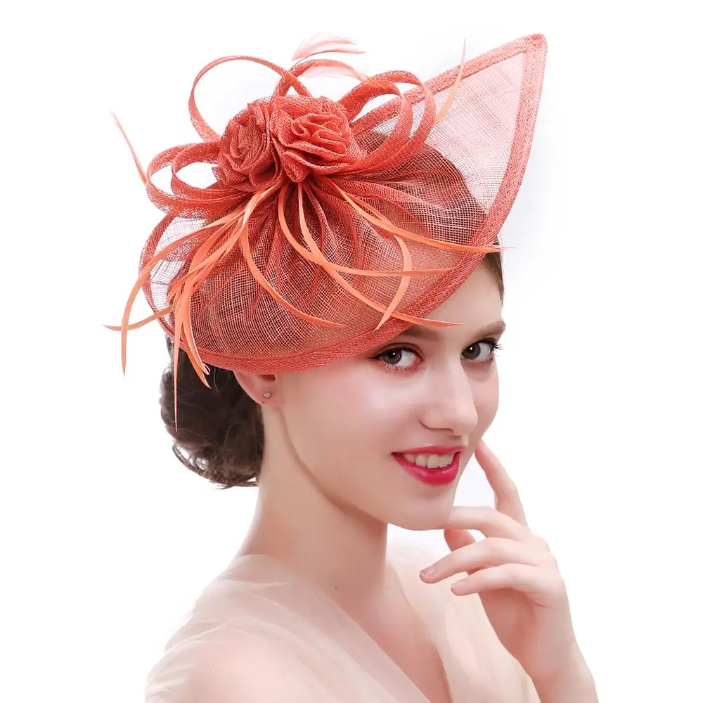 
2020 sinamay kentucky derby wedding hair accessories pink church hats 