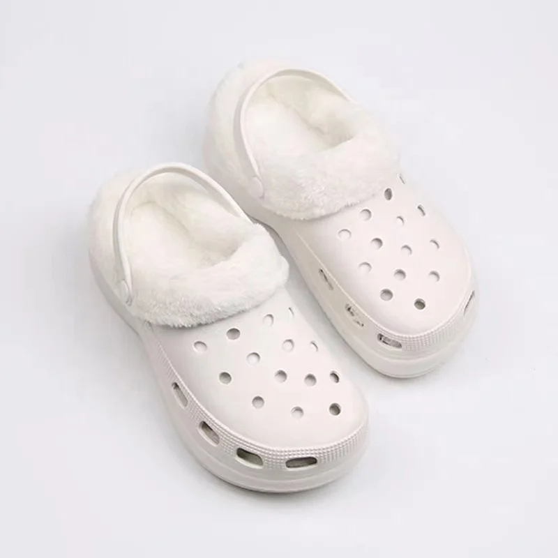 wholesale newest winter keep warm women waterproof EVA clogs sandals house women slip on shoes fur slippers