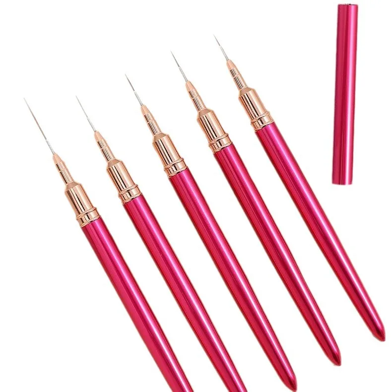 Meinagi French Nail Art Layered Pen Set Flower Painting Carved Five Pack for Beginners