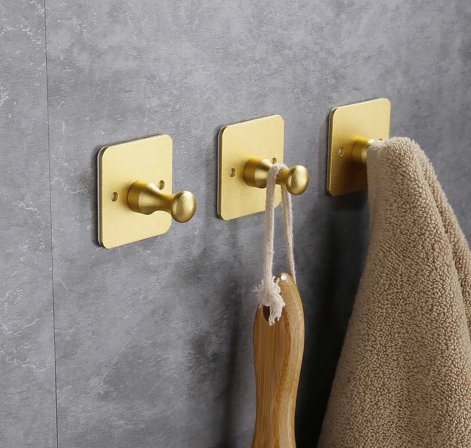 Square Base Self Adhesive or Drilling Screw Robe Hook Heavy Duty Wall Hooks Aluminum Hooks Waterproof for Hanging Coat Hat Door