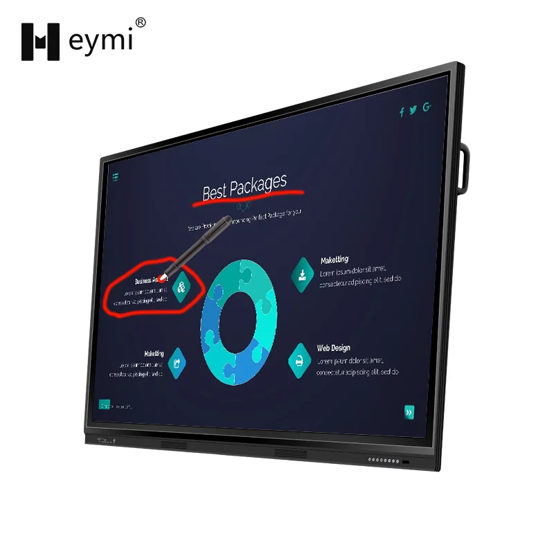 
Heymi China Price of Android 9.0 Multi Touch 4K Digital Display 55 Inch Smart White Board Interactive 