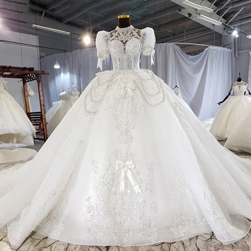 vestidos de novia 2021 alibaba wedding dress bridal Ball gown dresses luxury evening fabric white for women wedding dresses