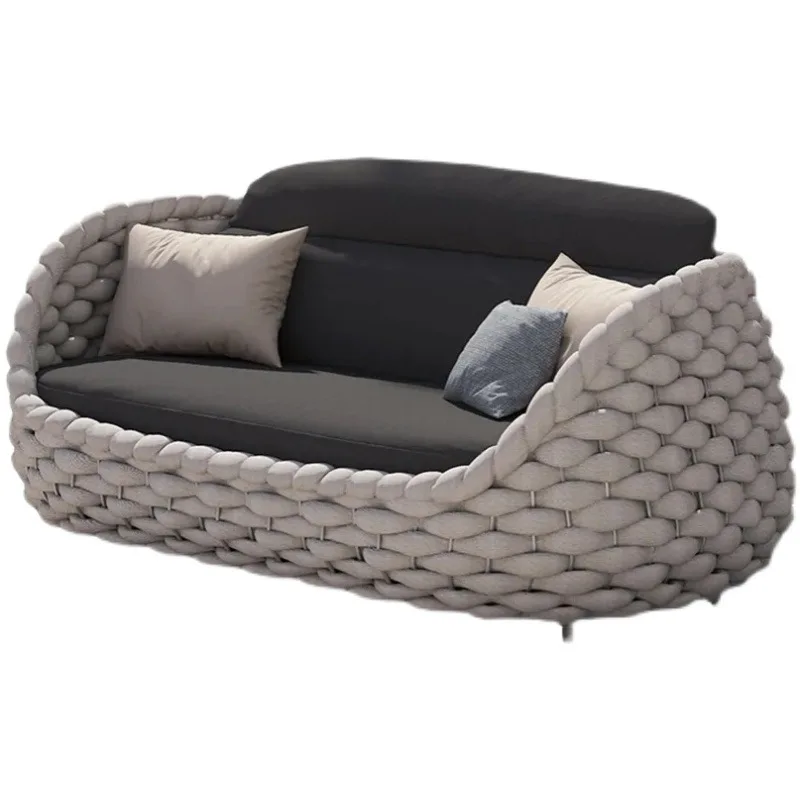 Outdoor furniture 3 seat aluminum rope garden sofa set