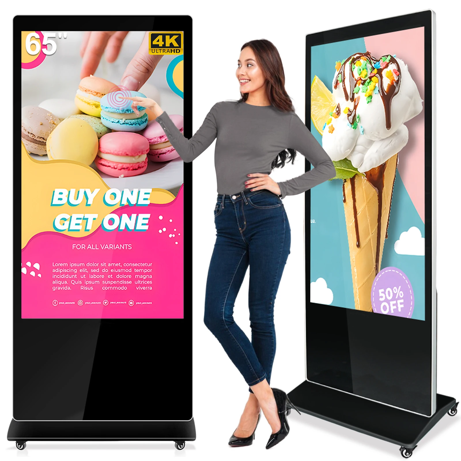 43 Inch Floor Standing Digital Signage and Displays Horizontal Advertising Monitor Screen Digital Display for Advertising