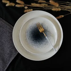 Coffee shop 8 inch white round decal printing modern plates