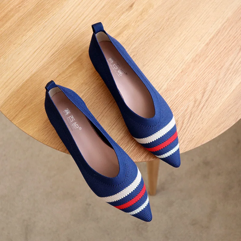 New design Soft comfortable femininity single shoes shallow mouth Weaving flats ladies business Pointed toe Flats for women