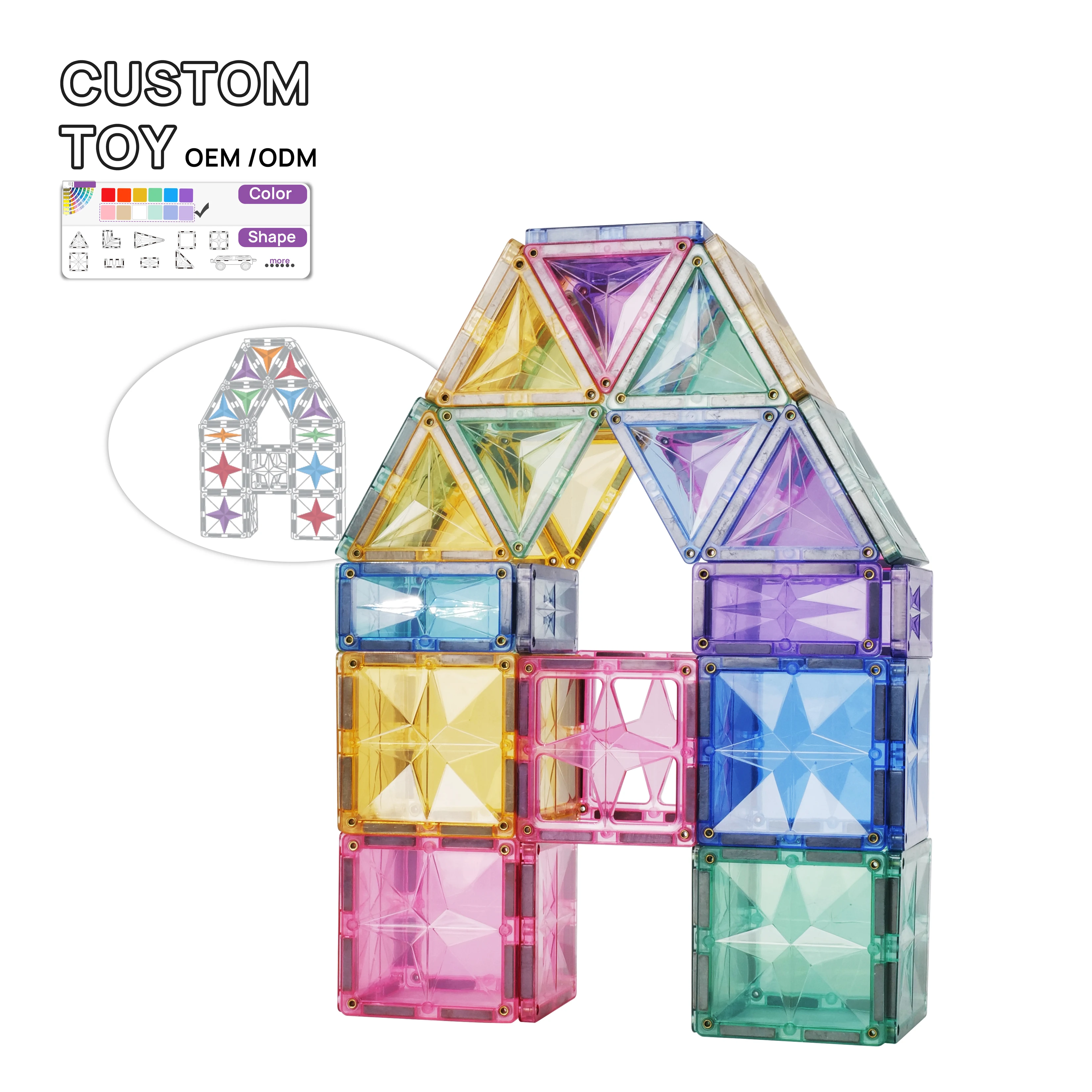 MNTL 62pcs DIY magnetic construction blocks montessori toys kids STEAM Educational magnetic building tiles for kids