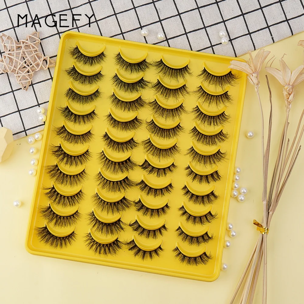 MAGEFY false eyelashes wholesale 20 pairs 4 styles mixed 3d 5d fluffy faux mink full strip lashes