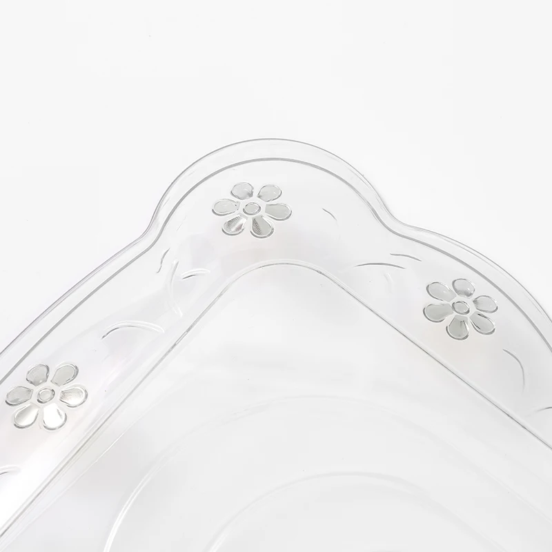 JUMPFOREVER 27.5cm Unbreakable Party Wedding Decorative Gold Flower Edge Clear Transparent PET Plastic Charge Plate