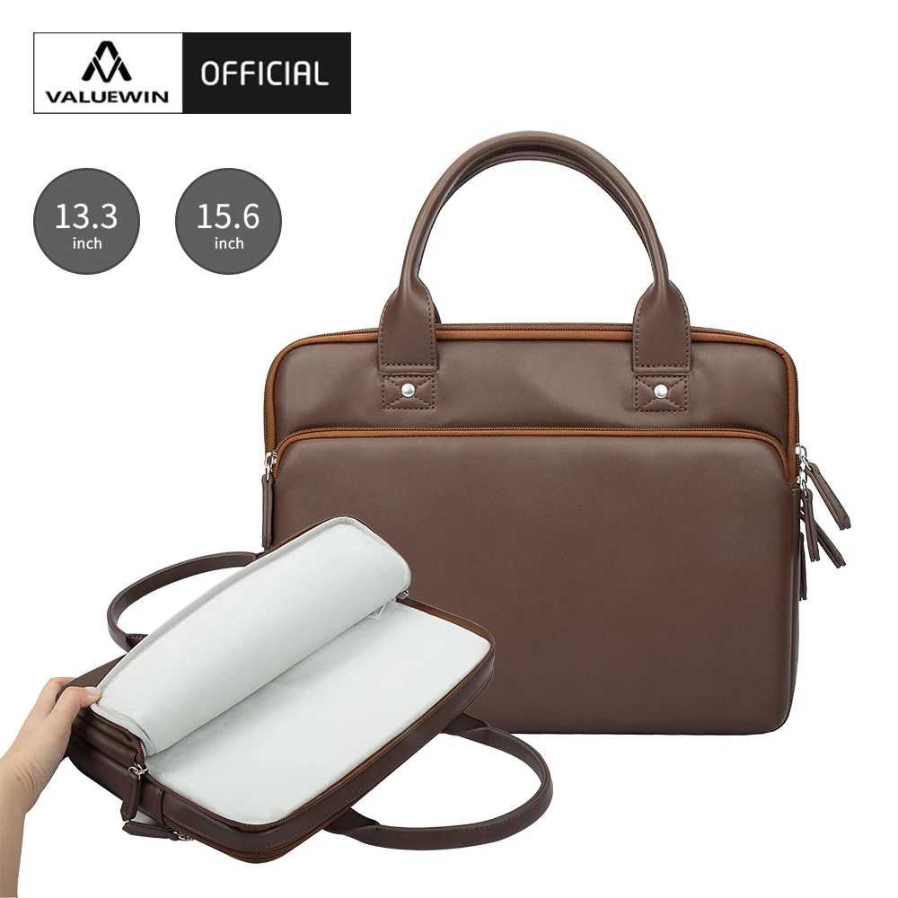 customised logo waterproof portable business computer bag pu leather briefcase women men laptop sleeve bag for Women Men