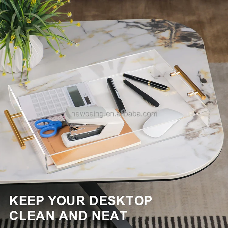 Factory Price Custom Acrylic Tray Table Clear Acrylic Tray With Handle Coffee Table Tray