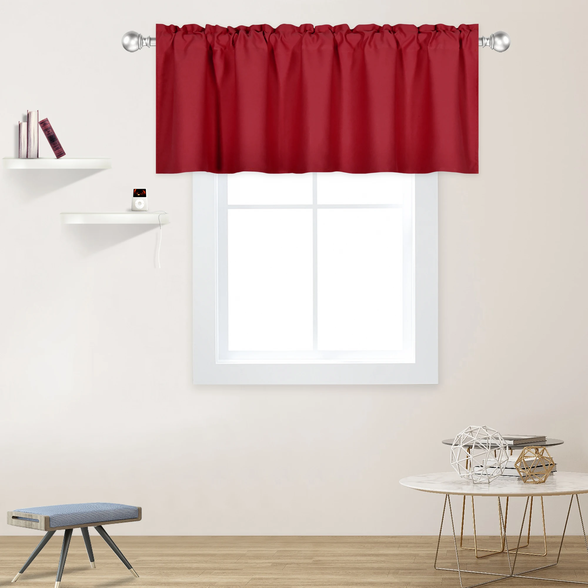 60x18 Inch Red Blackout Valance Polyester Rod Pocket Style 1PC/Package