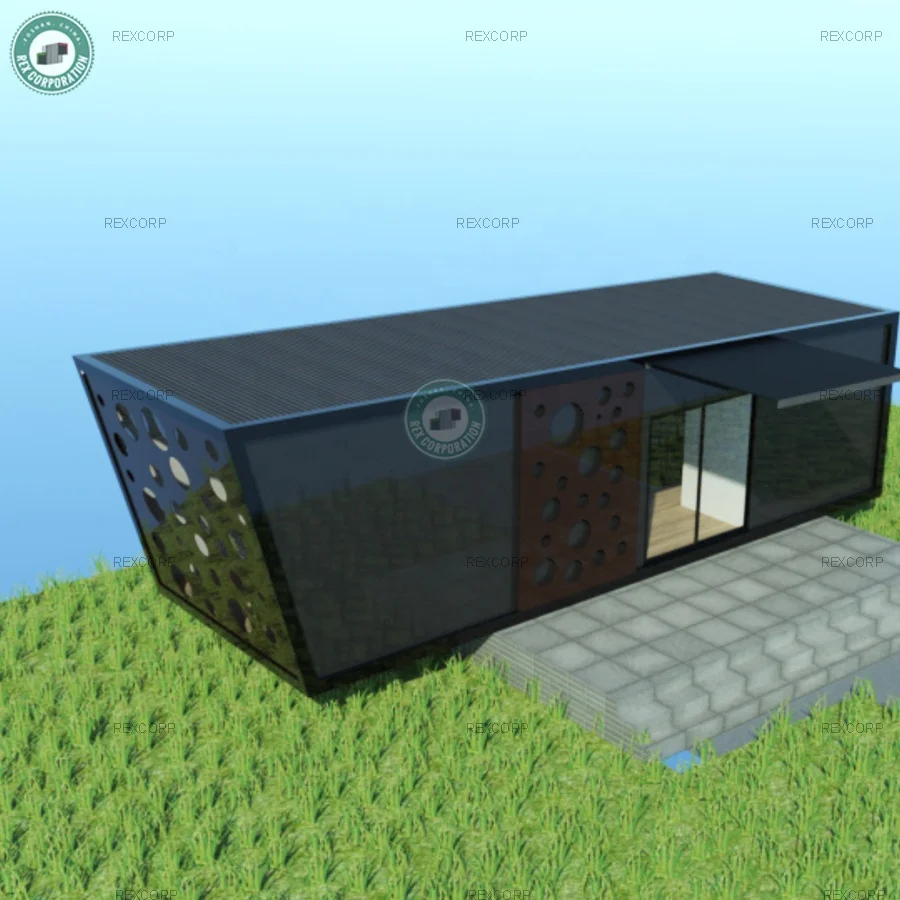 REX Design Container Office with Bathroom 27sqm Prefab Container Saloon Metal Wall Style Ultra Modern Cabin