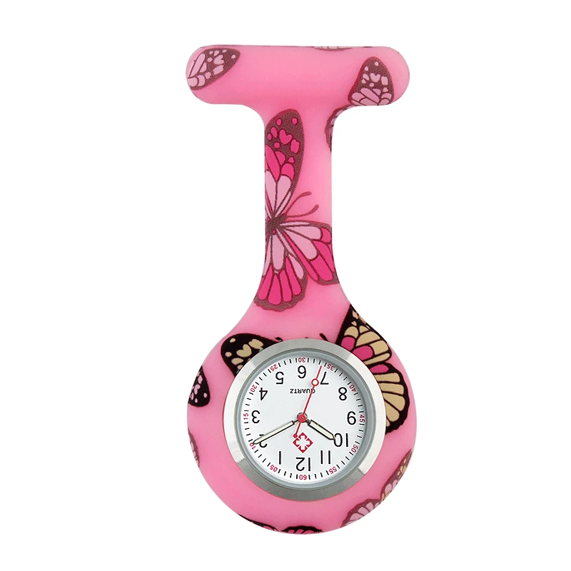 High-Quality Japan Original PC21J Quartz Nurses Watches Eco-friendly Printed Flowers Silicone Custom Logo Printing Wholesale