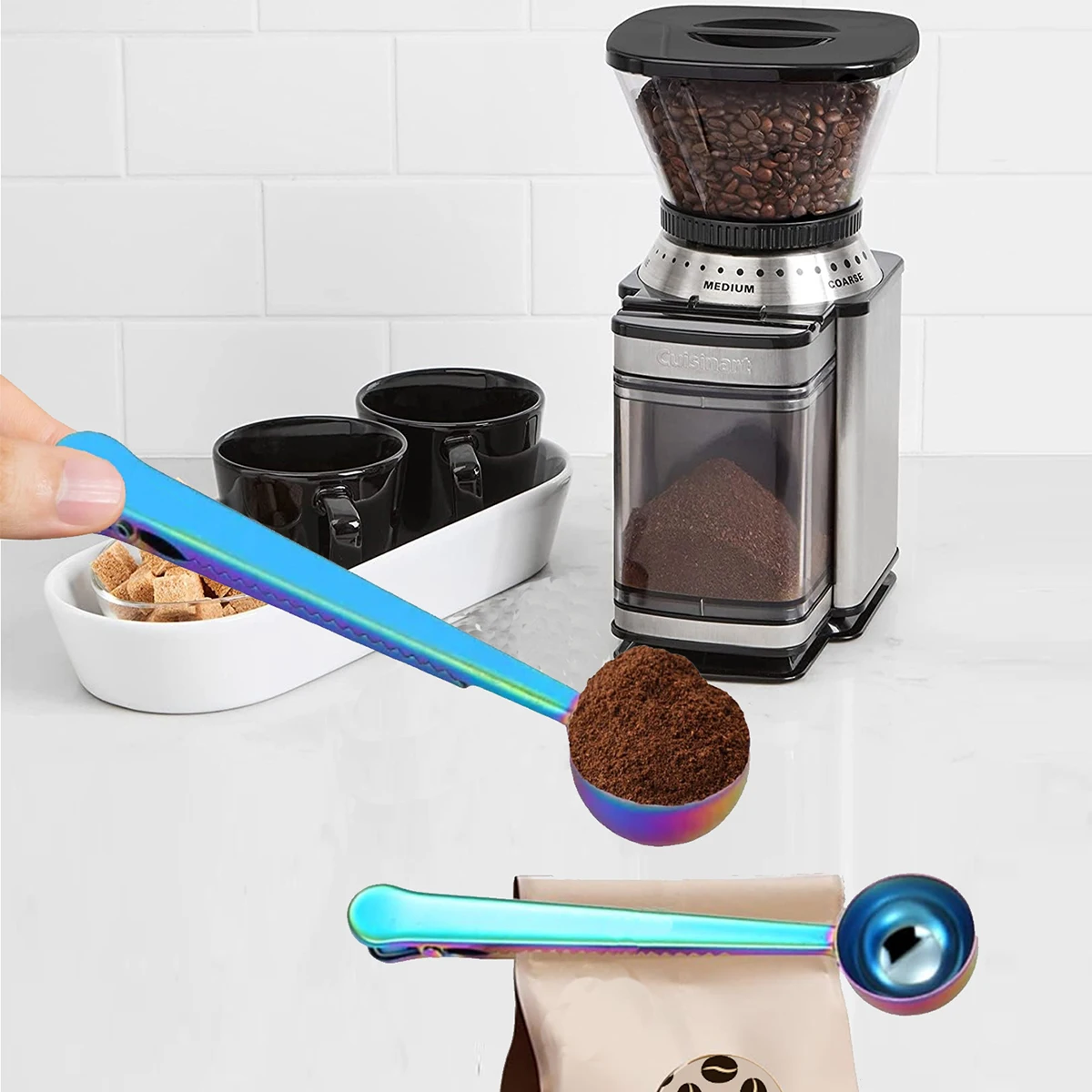 Металлический длинный зажим для кофе