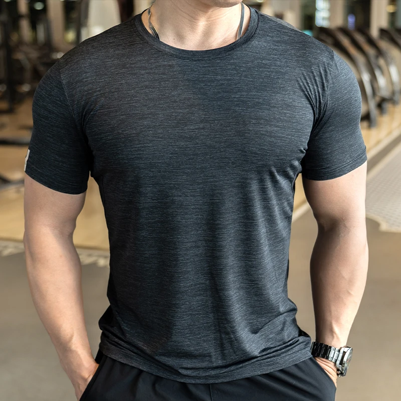 Activewear Men Workout Shirts Nylon Quick Dry Moisture Wicking Tee Gym Athletic  Fitness Shirts