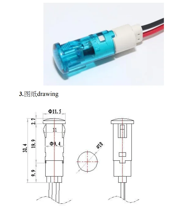 10MM plastic panel Indicator LED  light