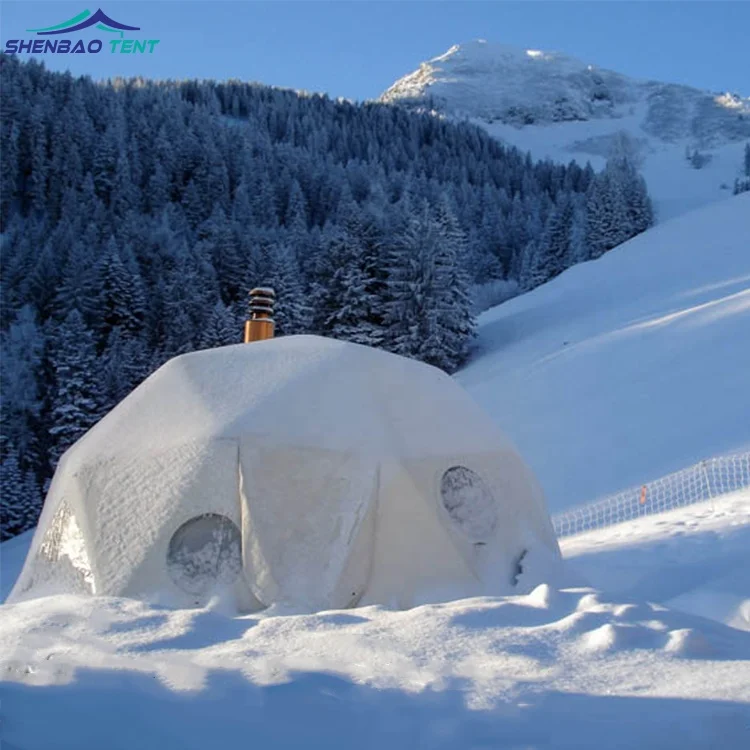 Rainproof Winter Geodesic Dome Tent Galvanized Steel Frame Dome Tent