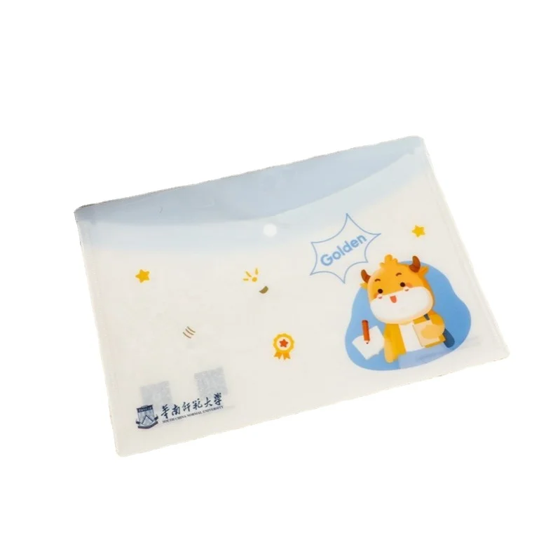 Factory Waterproof Clear Button Envelope Bag A4 Snap Button File Folder PP Plastic Document Folder