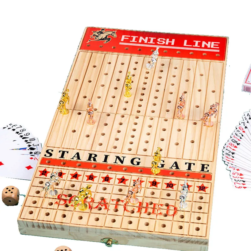 Wooden Horse Racing Board Game with Metal Pieces for Family Party  Boardgame Desktop Gaming Horse Racing Board Game