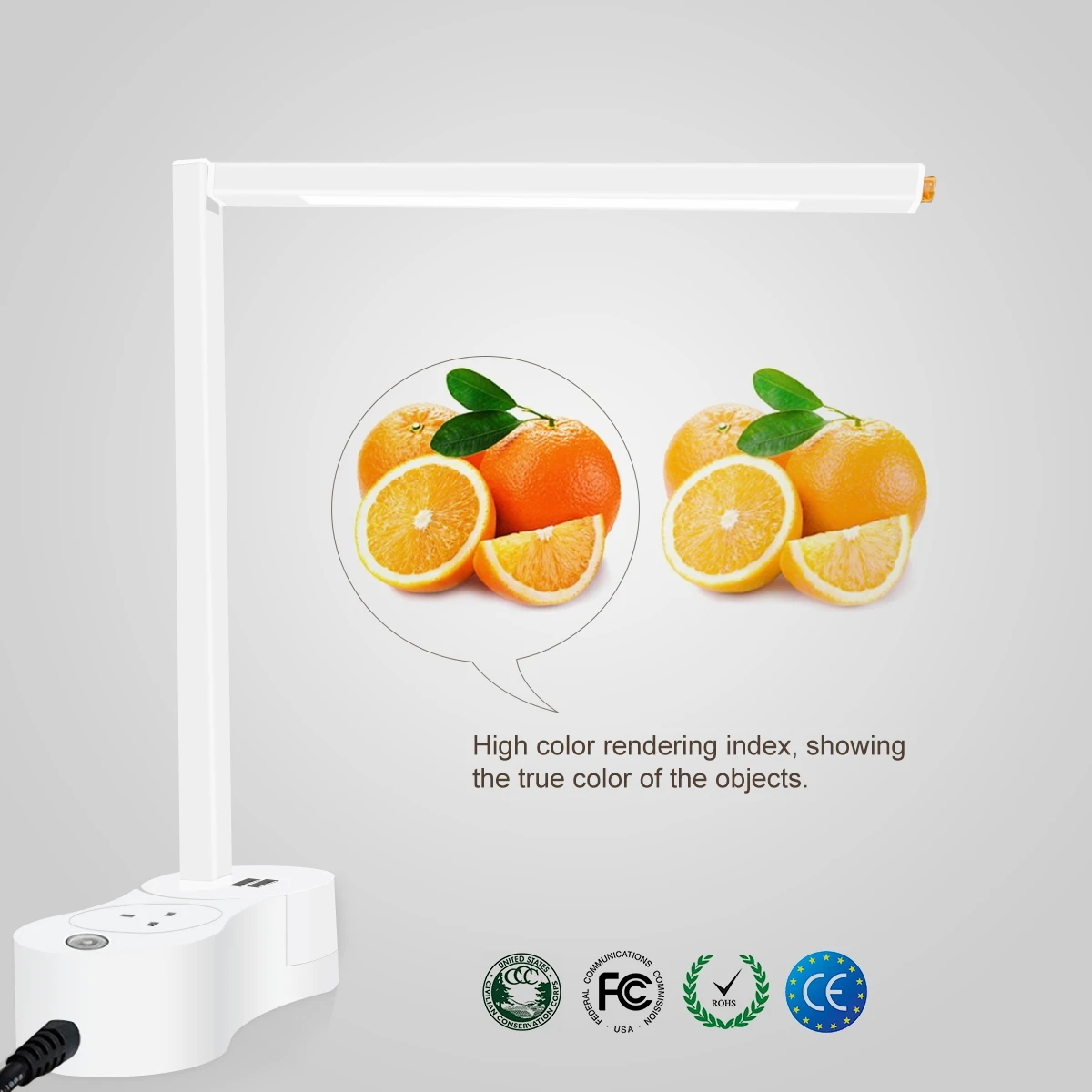 EA-200-S Smart Lamp with wifi & USB Ports and Power Outlet Rotatable 170 Degree Smart LED Light for UK (Blue)