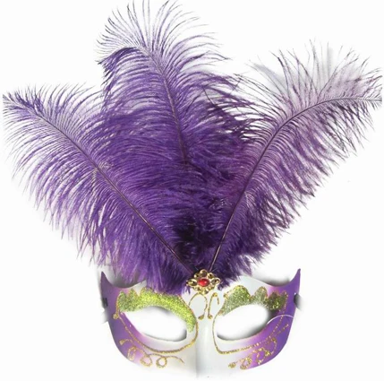 Funny Costume Cosplay Mask Venetian Mardi Gras Carnival Masquerade Mask Ostrich Feather Party Mask for Party Supply Xmas Decor