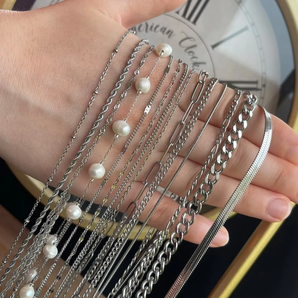 SC Fine Jewelry Necklaces Thin Sterling Silver 925 Rope Chain Paperclip Cross Figaro Snake Sterling Silver Chains Necklaces