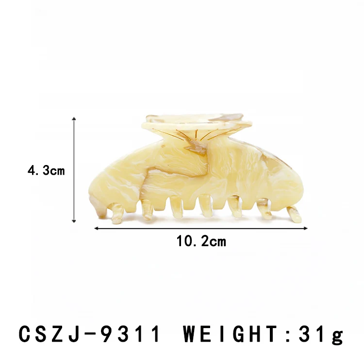 CANYUAN Factory direct sales 10.2cm engraved ivory white striped acetate hair claw plain large acetate claw clip wholesale