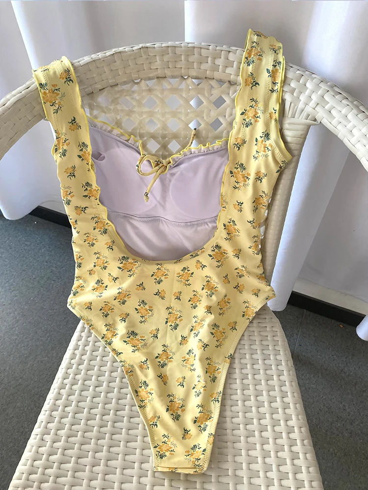 Custom your LOGO Crinkle Swimsuit Swimwear Women Sexy Beachwear Bathing Suits Stripe One Piece Swimsuit Crinkle