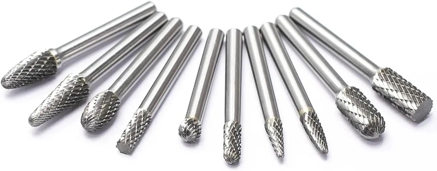 Premium Carbide Burrs Set Tungsten Carbide Rotary Files Bits for Die Grinder Metal Wood Carving Engraving Polishing