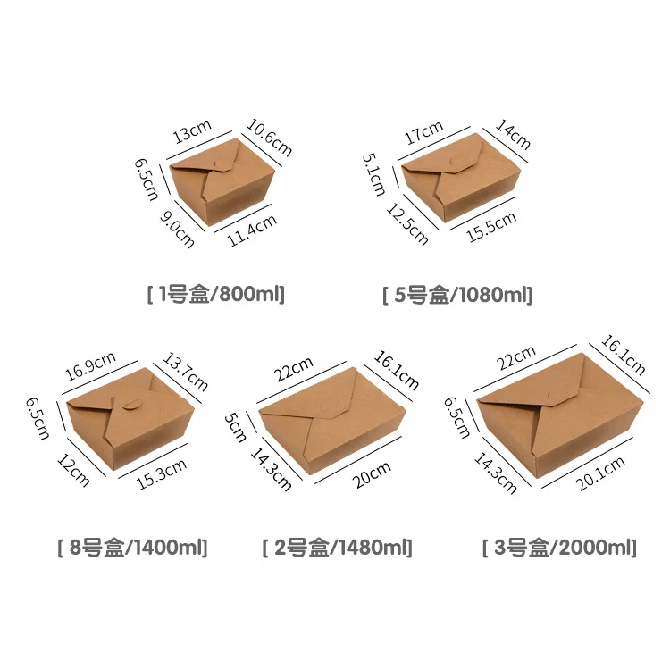 Wholesale Disposable Leakproof Kraft Paper Takeaway Boxes Custom Services Food Take Out Paper Box
