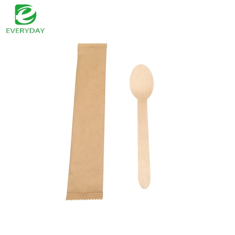Custom Dinner Set 100% Biodegradable Utensils Custom Logo Wood Biodegradable Spoon In Dalian