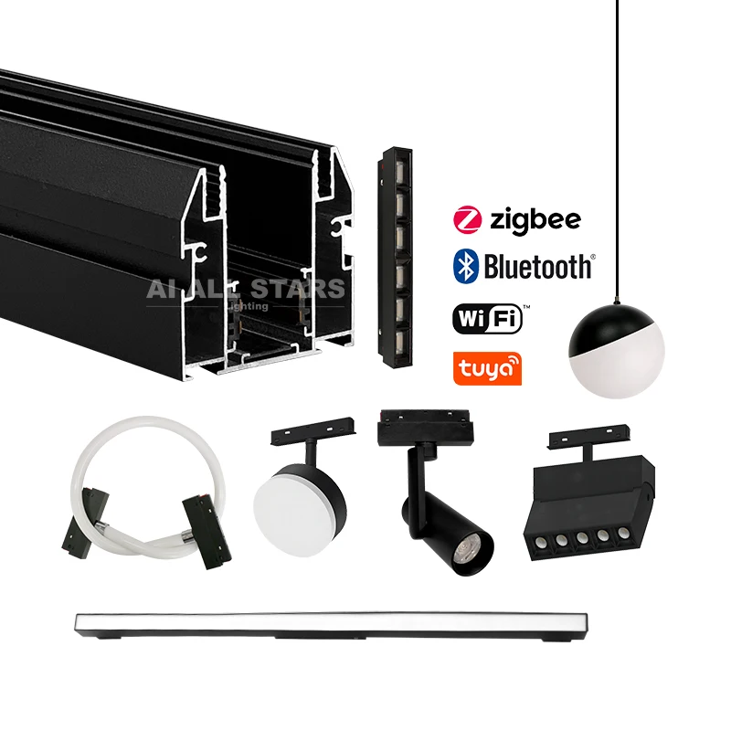 48V Magnetic Track Light Tuya Zigbee Smart Control Dimmable Magnetic Track Lights System Rail Track For Stretch Ceiling Profile