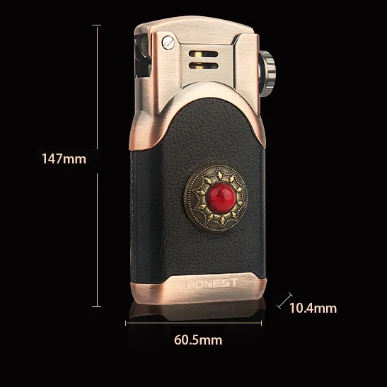 Kerosene Lighter Leather Cover Decorative Gemstone Automatic Ignition Classic Cigar Cigarette Lighters