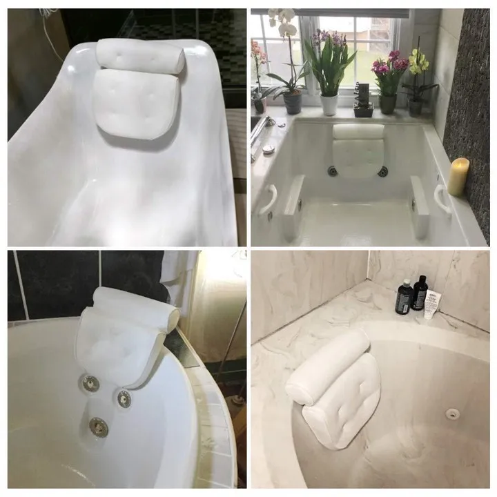 Wholesale Non-slip Bath Pillow, 3 D Mesh SPA Bath Pillow Luxury Bathtub Pillow Bag White, Neck Support Bath Cushion