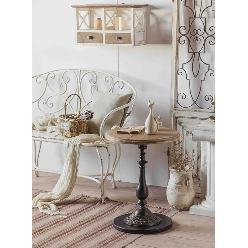 Modern Wood Top Multi Styles Vintage Natural Side Table Carving Craft Handmade Round Coffee Table