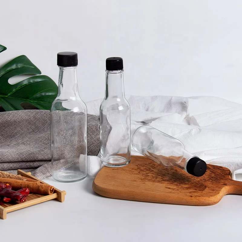 ANAND Small Sauce Bottles 3oz 5 oz 8 oz BBQ Sweet Chili Soy Hot Sauce Glass Bottle with Plastic Screw Lids