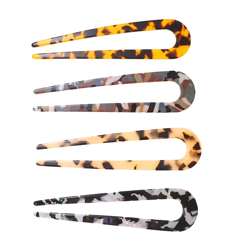 
2021 Fashion Retro U Shape Hair Clips Tortoise Shell U Sticks Pins Women Girls Hair Pin Stick Hair Fork Hairstyle Accessories 