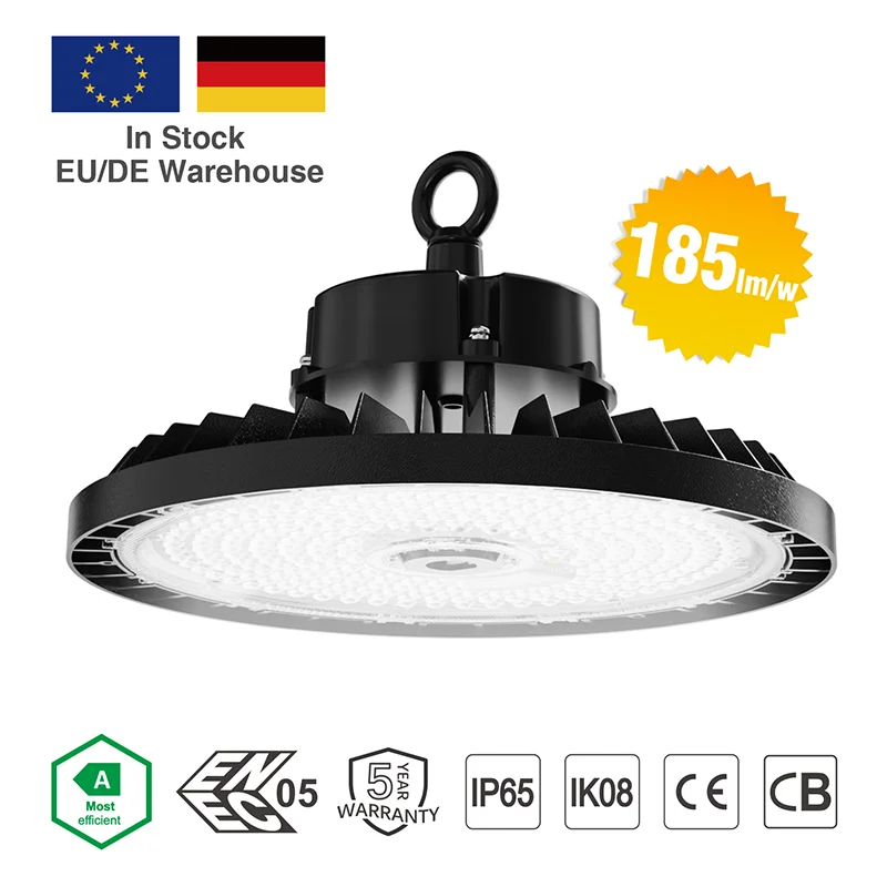 Germany Warehouse ENEC CE High Bay Light With Emergency Kit 100w 150w 200w UFO Led High Bay Light For Warehouse