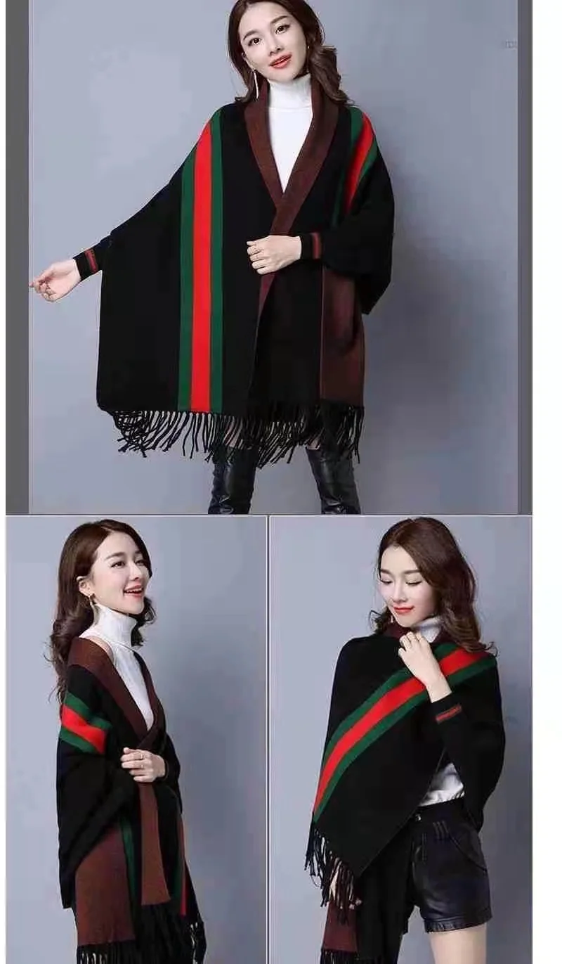 Wholesale autumn 2021 New Arrival Turn Down Neck Women Knitted Poncho Sweater Patterns Shawl Crochet Poncho For Women Sweater