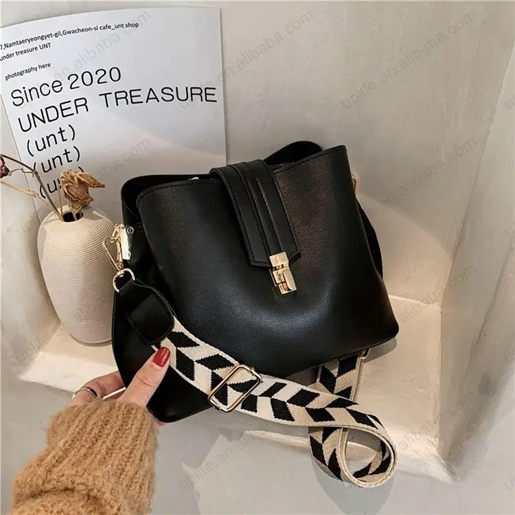 L0141 Brief Pu Leather Bucket Crossbody Bags For Women 2024 Designer Lady Luxury Shoulder Handbags